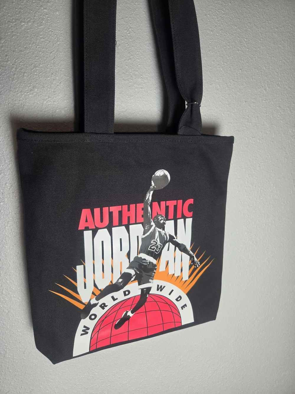 Jordan Black Tote with Red and Orange Graphic NWT
